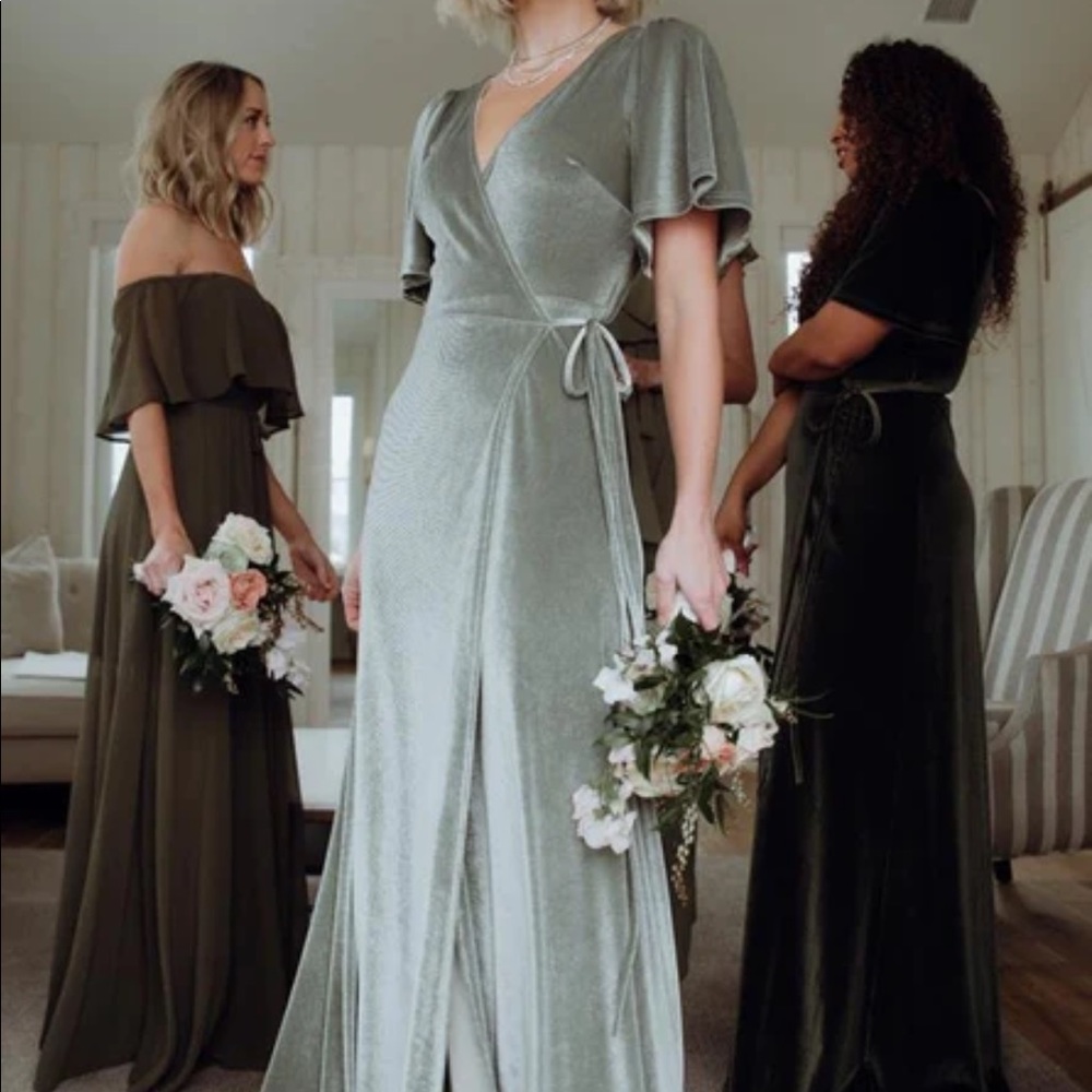 Meghan Velvet Wrap Maxi Dress (Sage) Size Small, Baltic Born